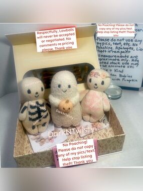 3 Pc BNWT CUDDLE + KIND 1 BOUCLE ALPACA GHOST W PUMP AND 2 KNIT SKELETON BABIES
